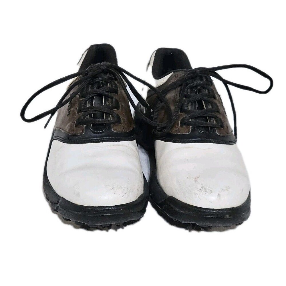 Footjoy Golf Shoes Mens Greenjoys Size 10 Brown/White Soft Cleats - Picture 2 of 9